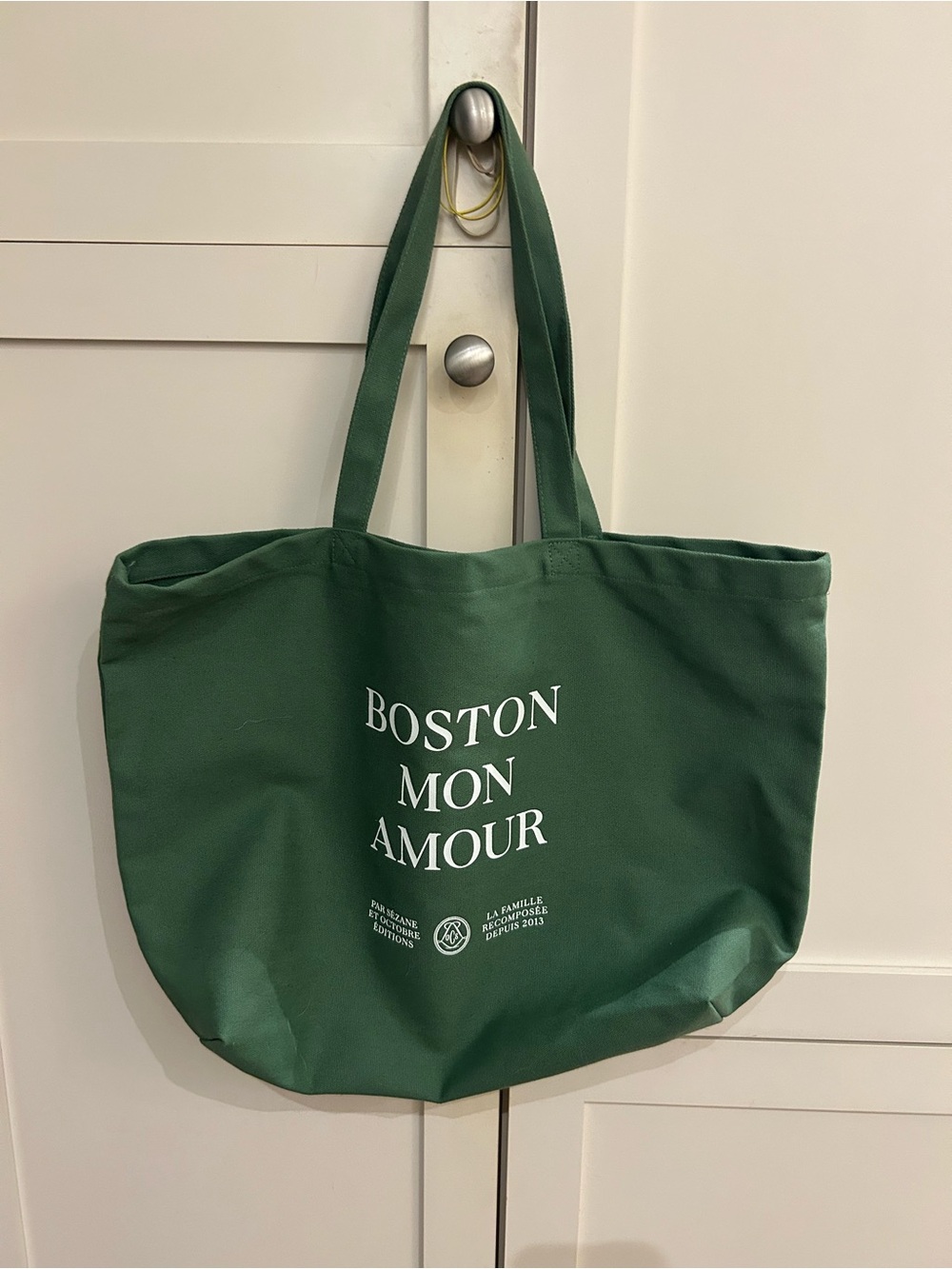 Brand new Sezane Boston Mon Amour Green Tote Bag